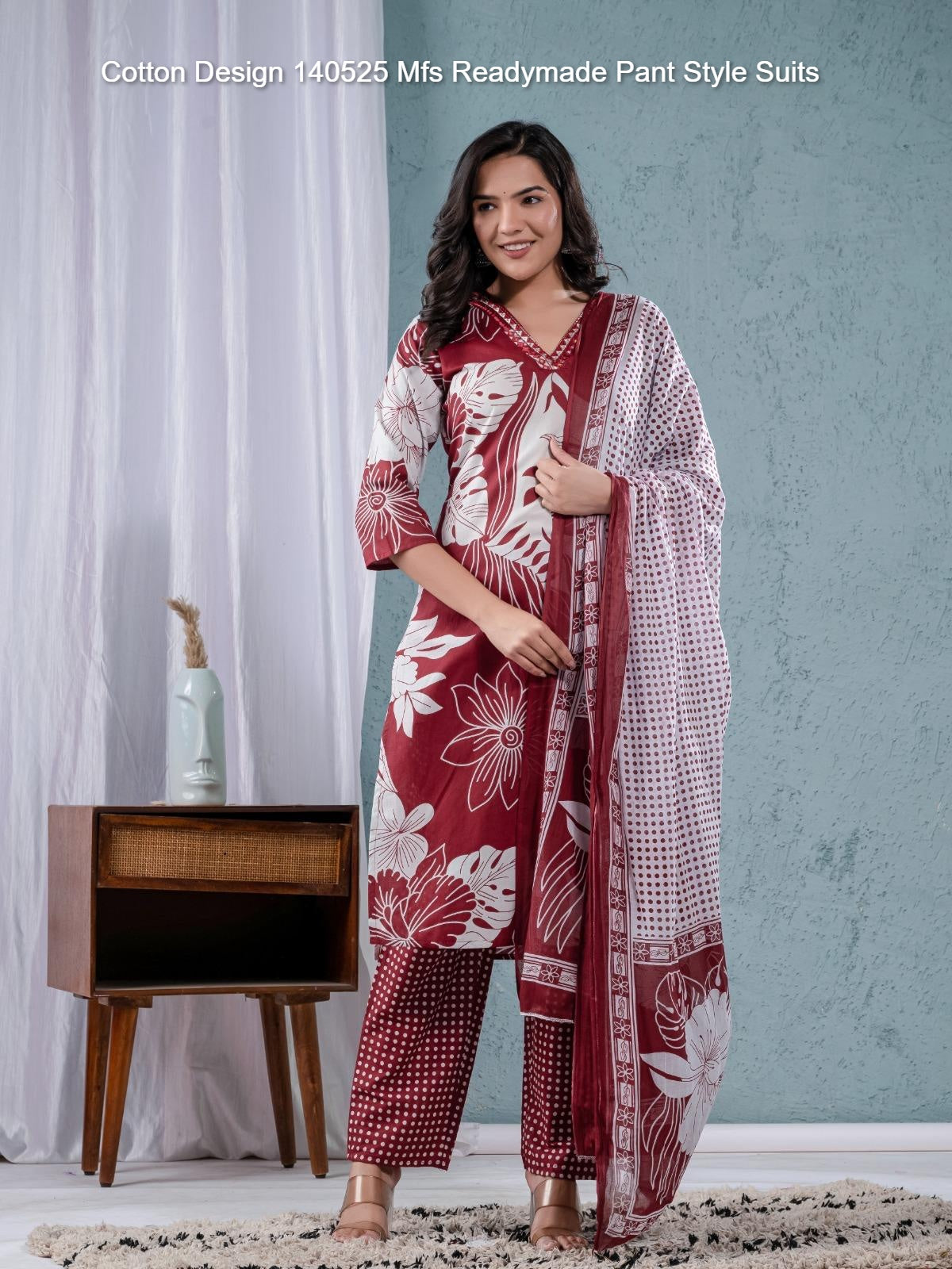 Cotton Design 140525 Mfs Readymade Pant Style Suits Wholesaler Ahmedabad