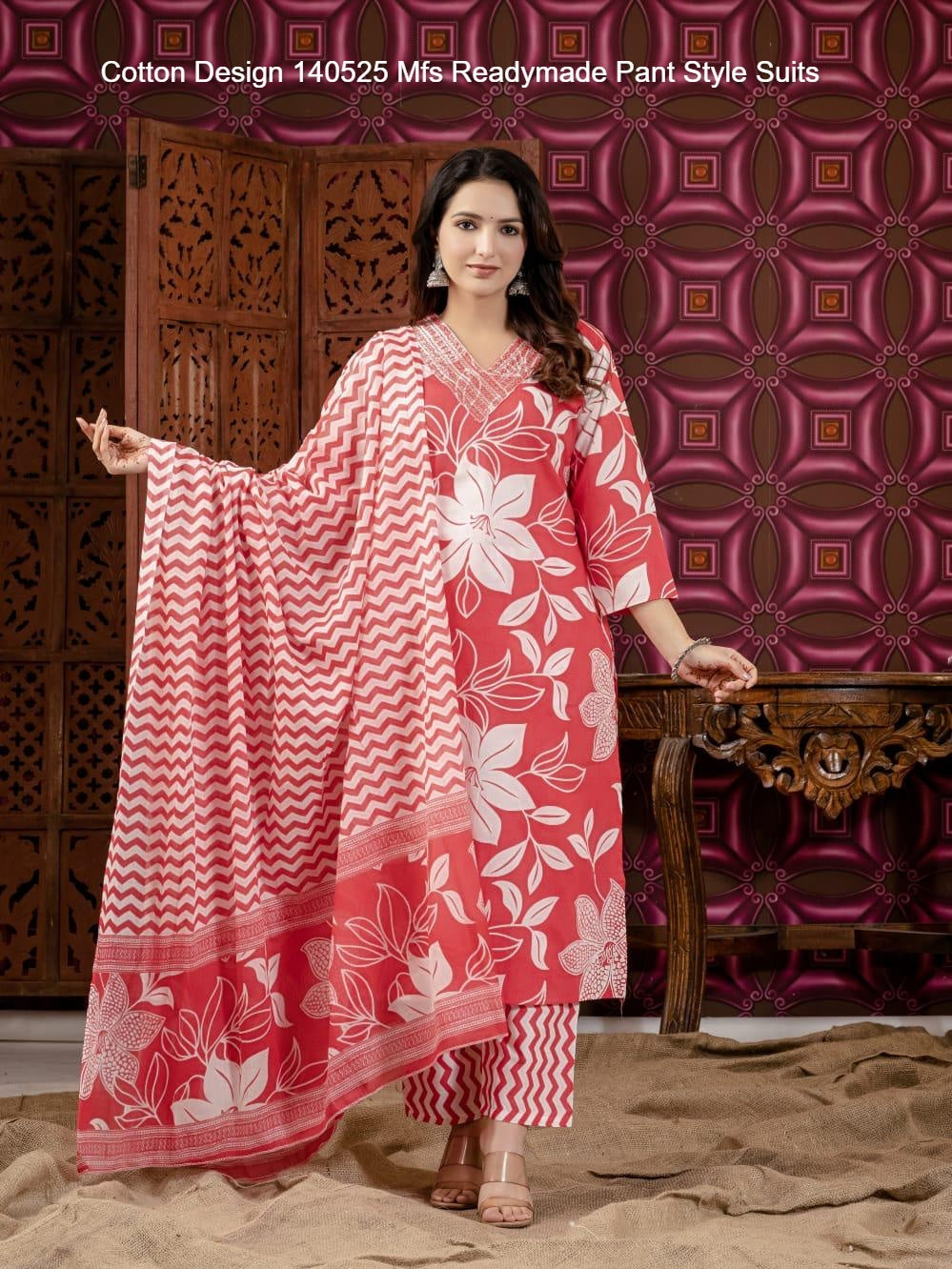 Cotton Design 140525 Mfs Readymade Pant Style Suits Wholesaler Ahmedabad