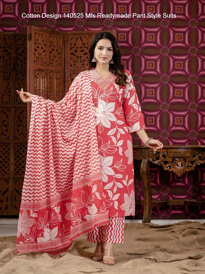 Cotton Design 140525 Mfs Readymade Pant Style Suits Wholesaler Ahmedabad