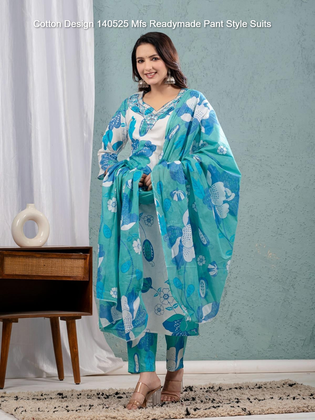 Cotton Design 140525 Mfs Readymade Pant Style Suits Wholesaler Ahmedabad