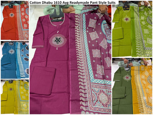 Cotton Dhabu 1610 Ayg Readymade Pant Style Suits Wholesaler Gujarat