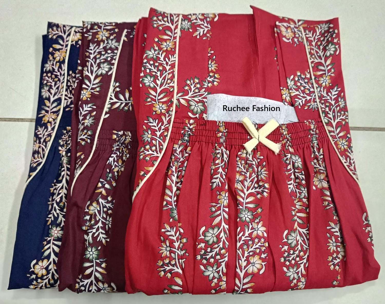 Cotton Elastic 1812 Ruchee Fashion Night Gowns Wholesaler