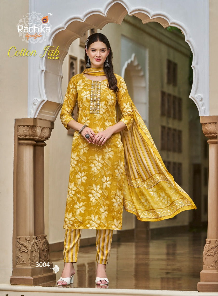 Cotton Fab Vol 3 Radhika Lifestyle Readymade Pant Style Suits Wholesale Price
