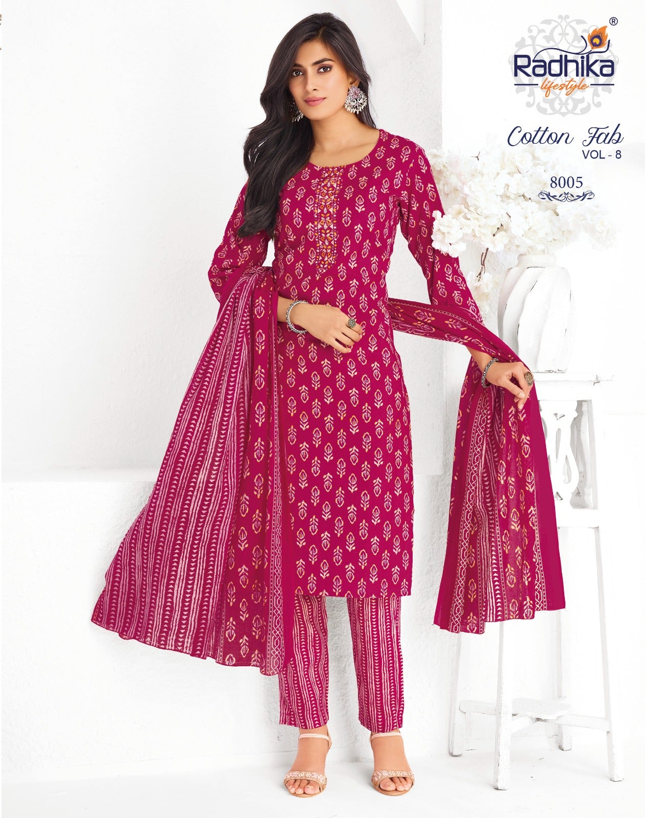 Cotton Fab Vol 8 Radhika Lifestyle Readymade Pant Style Suits Manufacturer Gujarat