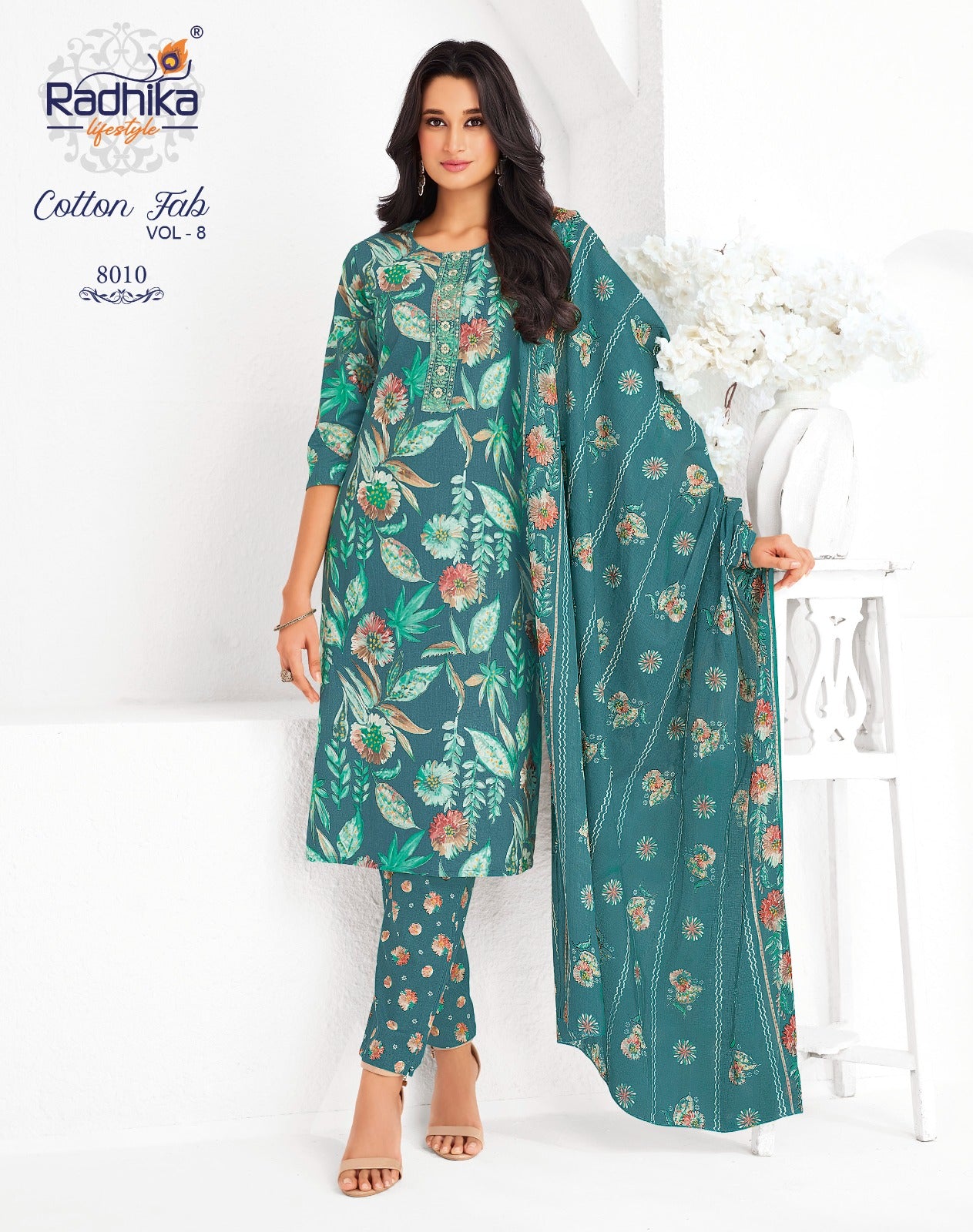 Cotton Fab Vol 8 Radhika Lifestyle Readymade Pant Style Suits Manufacturer Gujarat