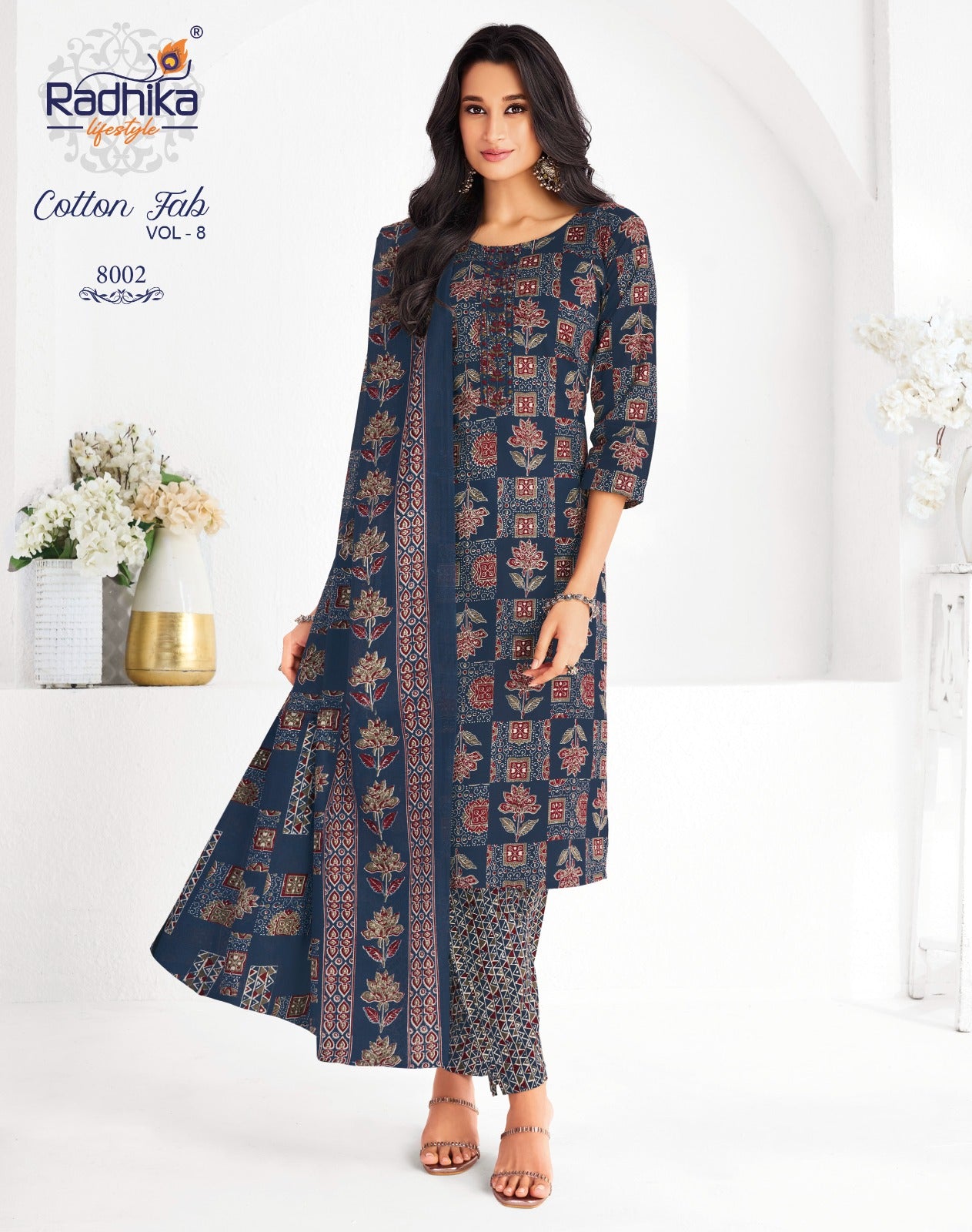 Cotton Fab Vol 8 Radhika Lifestyle Readymade Pant Style Suits Manufacturer Gujarat