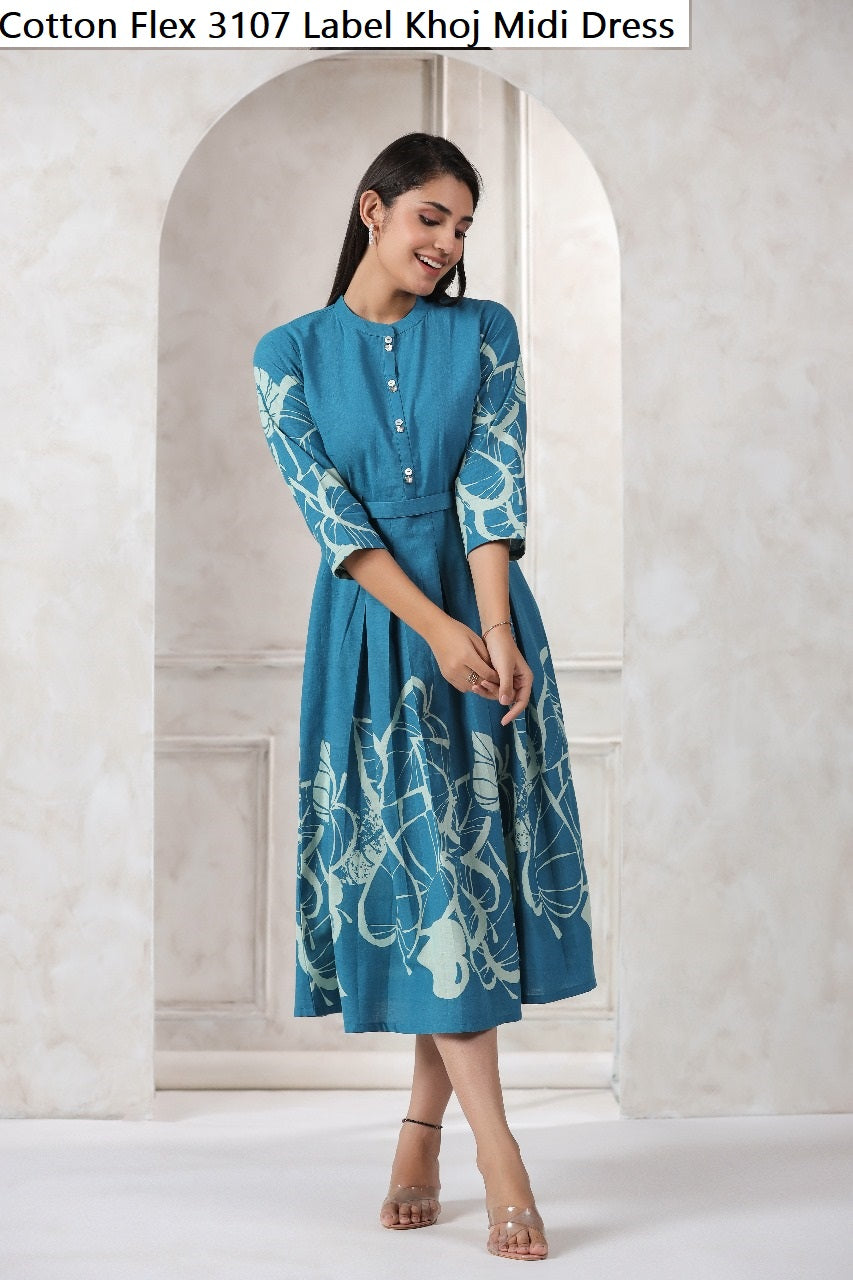 Cotton Flex 3107 Label Khoj Midi Dress Wholesale Price