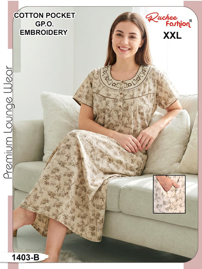 Cotton Gpo 1401-1406 Ruchee Fashion Night Gowns Wholesaler Ahmedabad