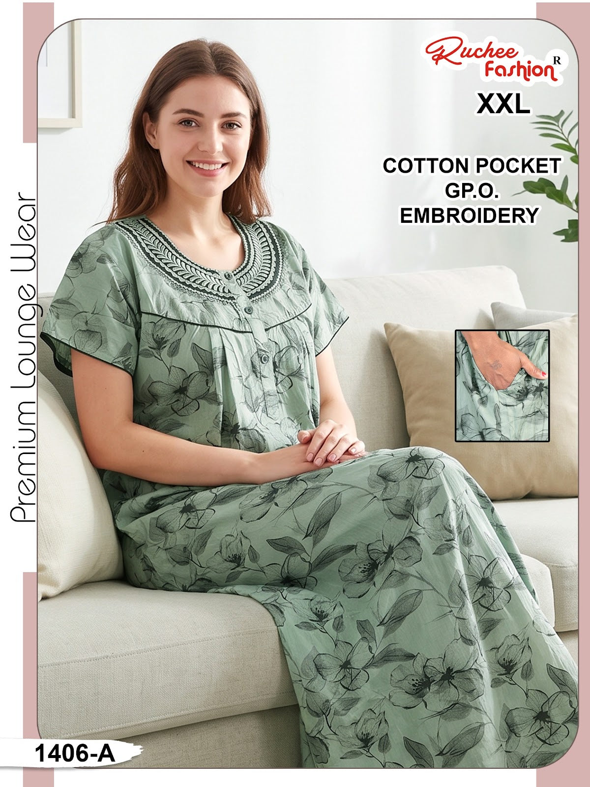 Cotton Gpo 1401-1406 Ruchee Fashion Night Gowns Wholesaler Ahmedabad
