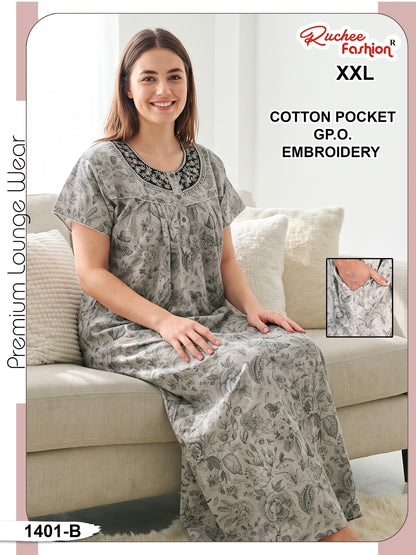 Cotton Gpo 1401-1406 Ruchee Fashion Night Gowns Wholesaler Ahmedabad