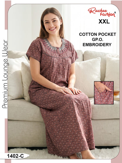 Cotton Gpo 1401-1406 Ruchee Fashion Night Gowns Wholesaler Ahmedabad