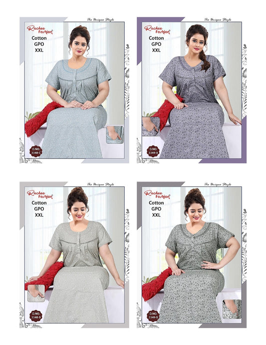 Cotton Gpo 200625 Ruchee Fashion Night Gowns Exporter Gujarat