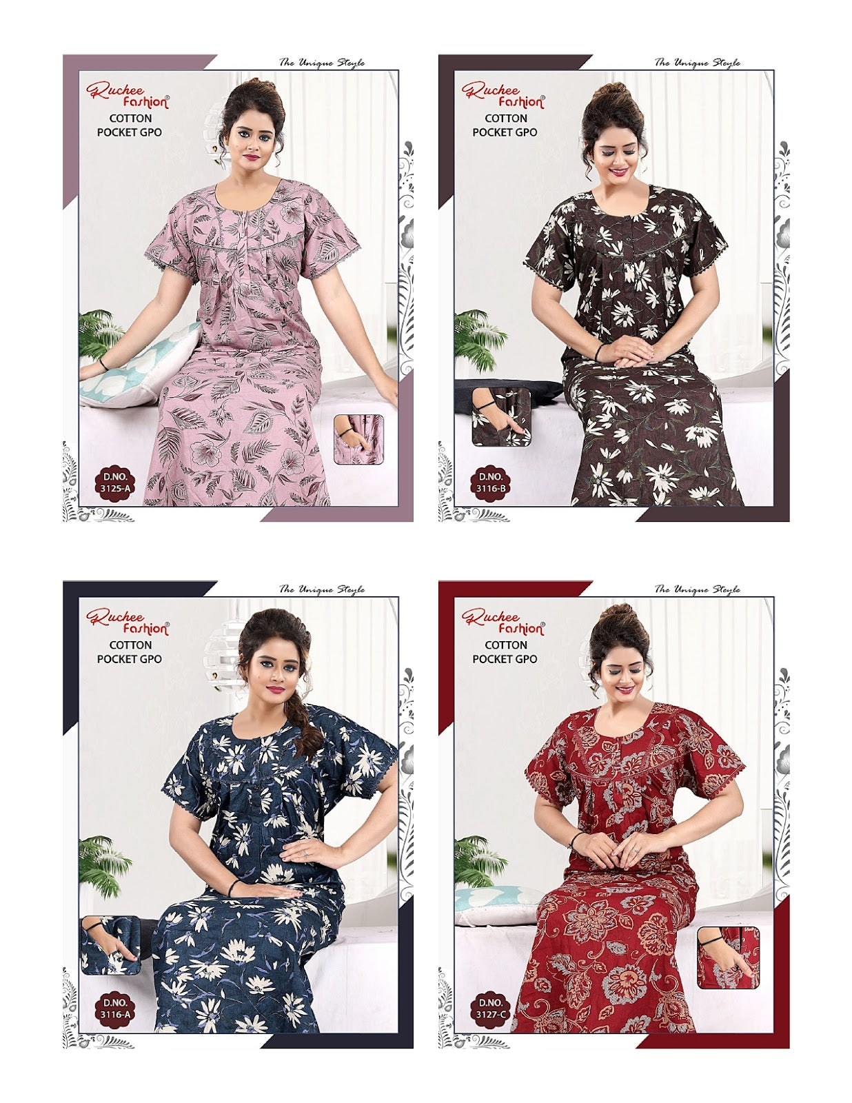 Cotton Gpo Ruchee Fashion Night Gowns Wholesaler India