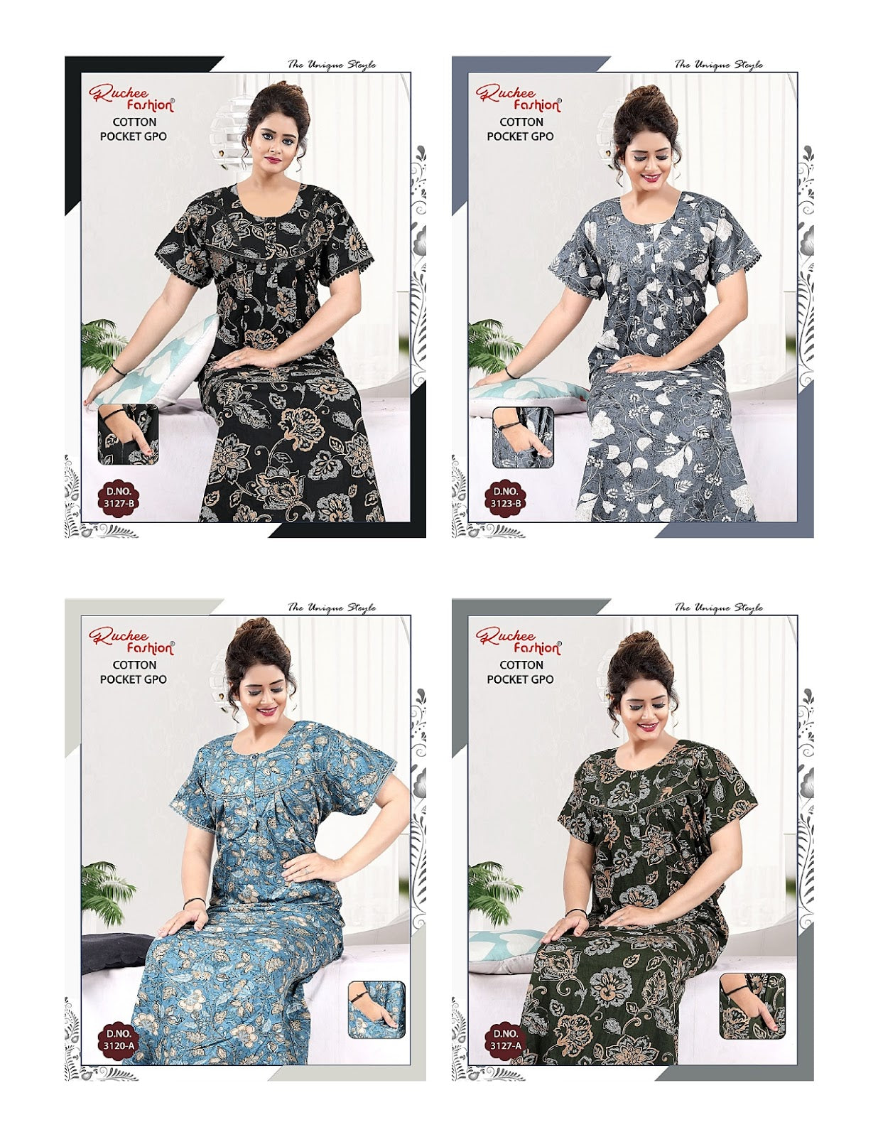 Cotton Gpo Ruchee Fashion Night Gowns Wholesaler India