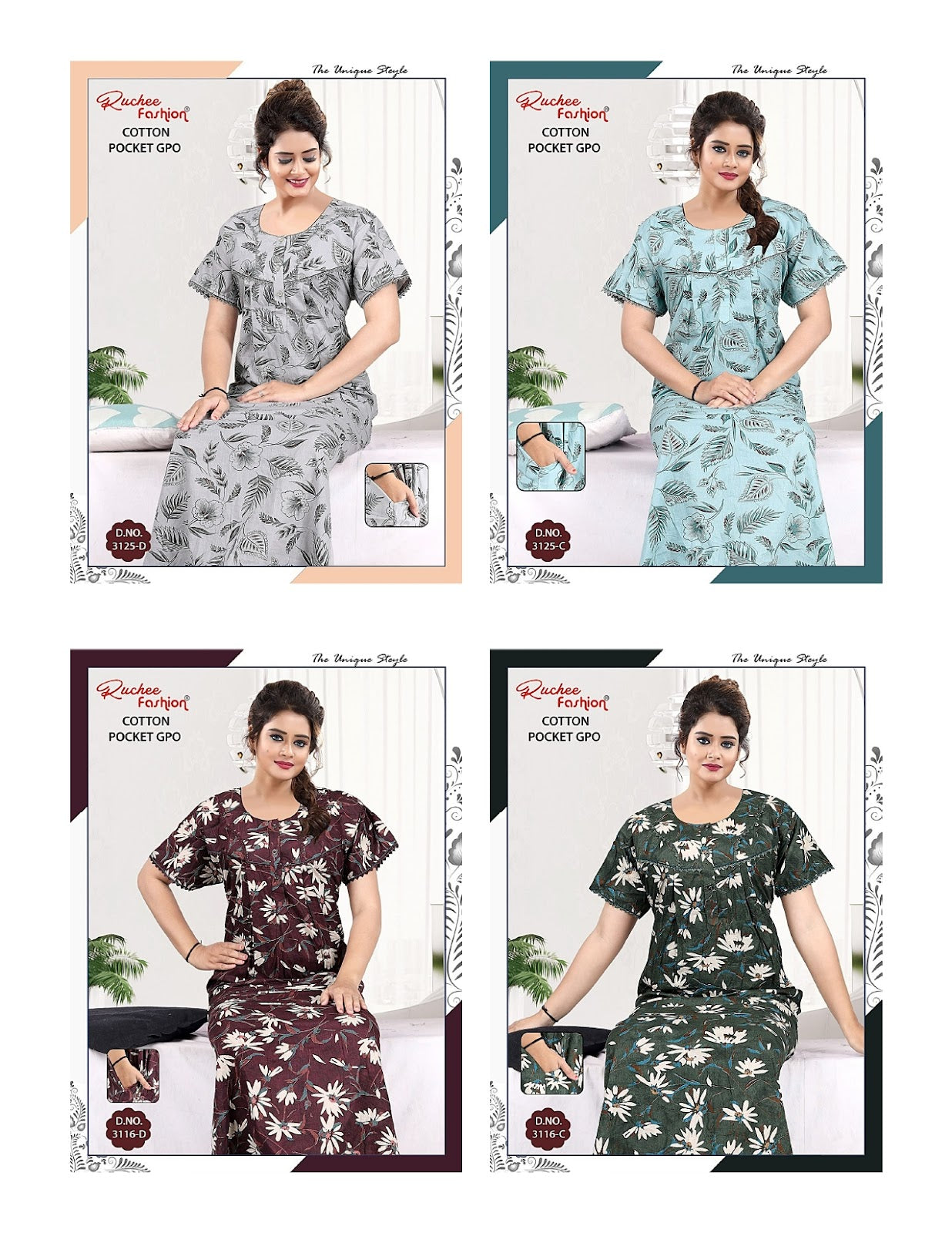 Cotton Gpo Ruchee Fashion Night Gowns Wholesaler India