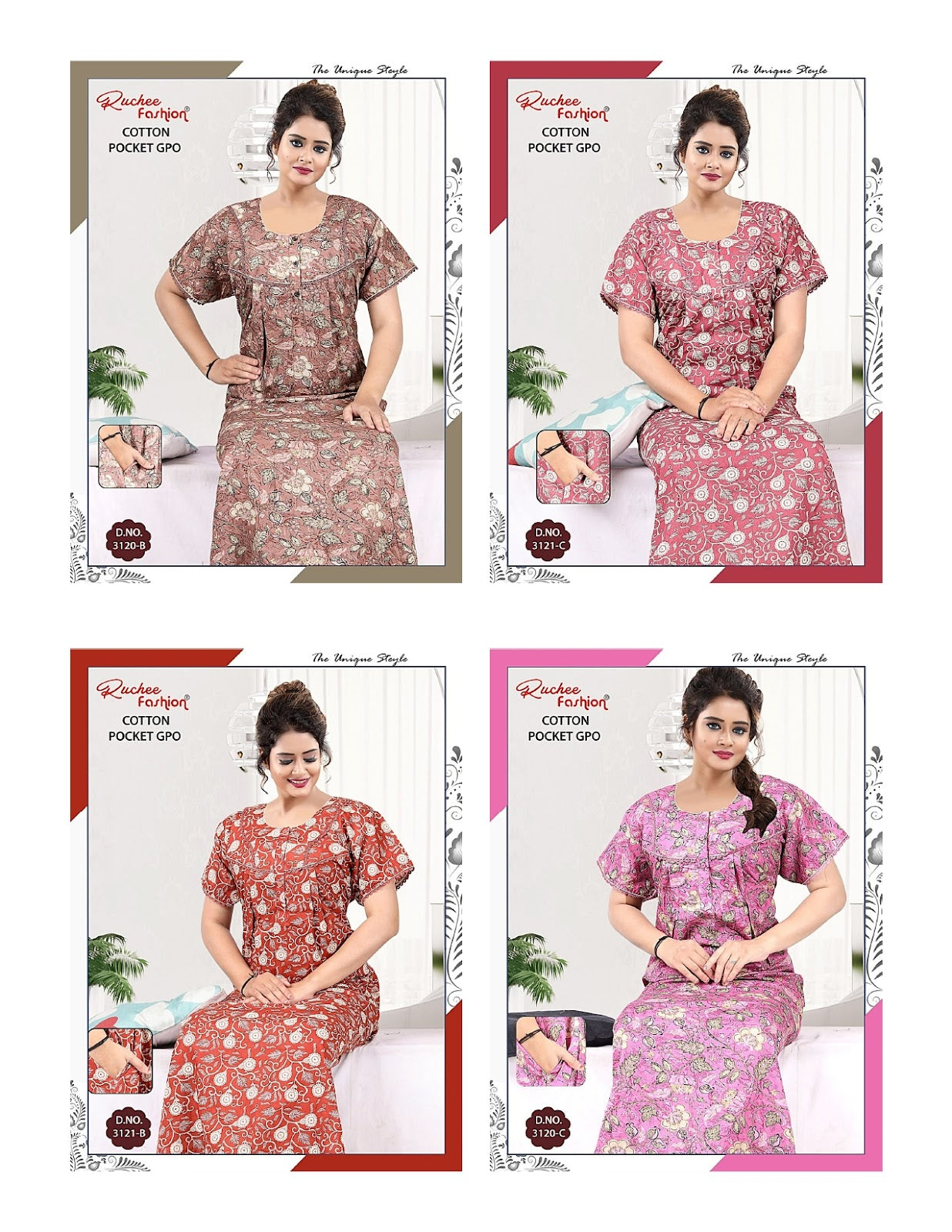 Cotton Gpo Ruchee Fashion Night Gowns Wholesaler India