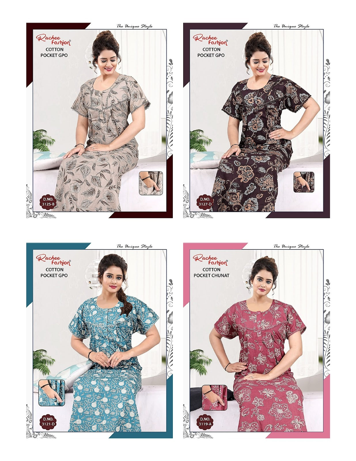 Cotton Gpo Ruchee Fashion Night Gowns Wholesaler India