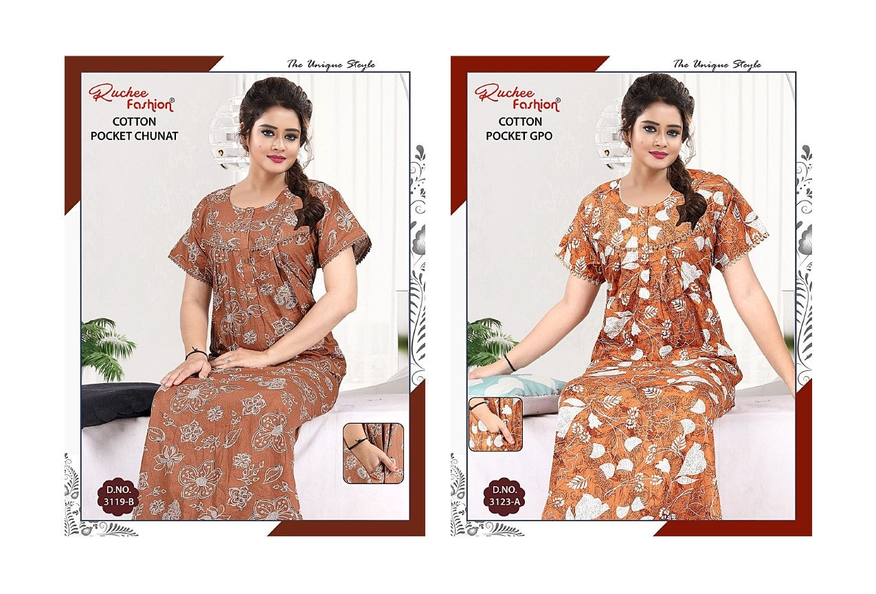 Cotton Gpo Ruchee Fashion Night Gowns Wholesaler India