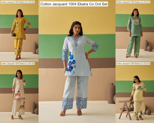 Cotton Jacquard 1004 Ekatra Co Ord Set Wholesale