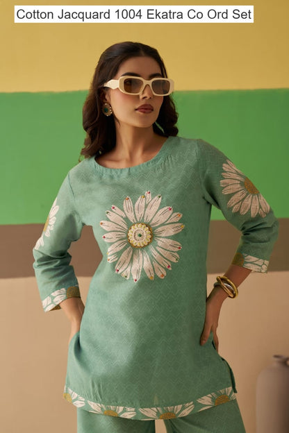 Cotton Jacquard 1004 Ekatra Co Ord Set Wholesale