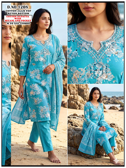 Cotton Jam Reyon 1606 Gehani Readymade Pant Style Suits Supplier Gujarat