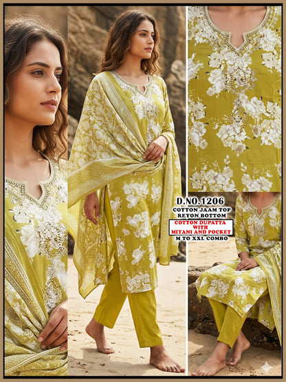Cotton Jam Reyon 1606 Gehani Readymade Pant Style Suits Supplier Gujarat