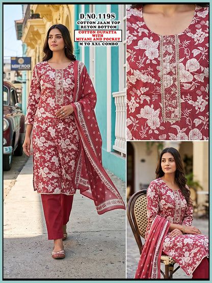 Cotton Jam Reyon 1606 Gehani Readymade Pant Style Suits Supplier Gujarat