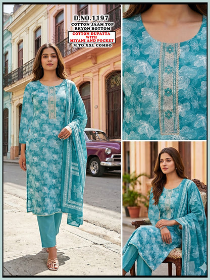 Cotton Jam Reyon 1606 Gehani Readymade Pant Style Suits Supplier Gujarat