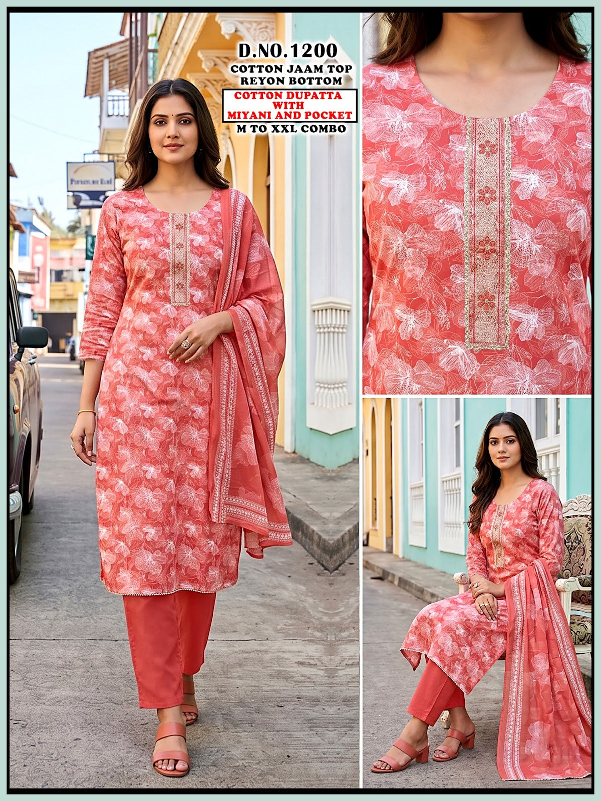 Cotton Jam Reyon 1606 Gehani Readymade Pant Style Suits Supplier Gujarat