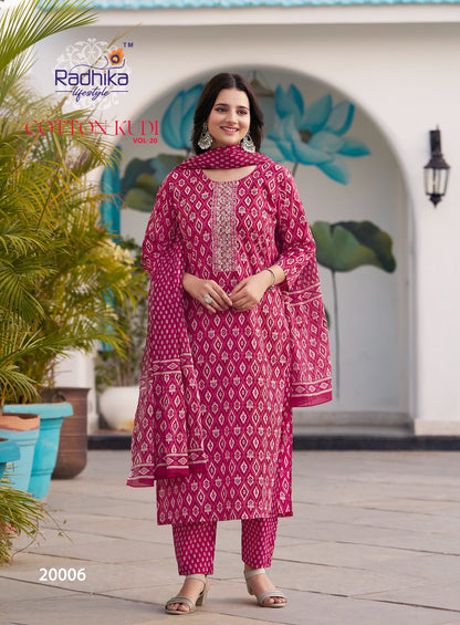 Cotton Kudi Vol 20 Radhika Lifestyle Readymade Pant Style Suits Wholesale