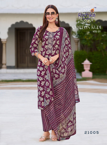 Cotton Kudi Vol 21 Radhika Lifestyle Readymade Pant Style Suits Supplier Ahmedabad