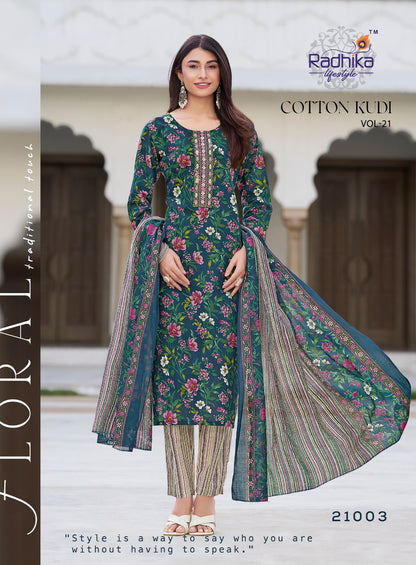 Cotton Kudi Vol 21 Radhika Lifestyle Readymade Pant Style Suits Supplier Ahmedabad