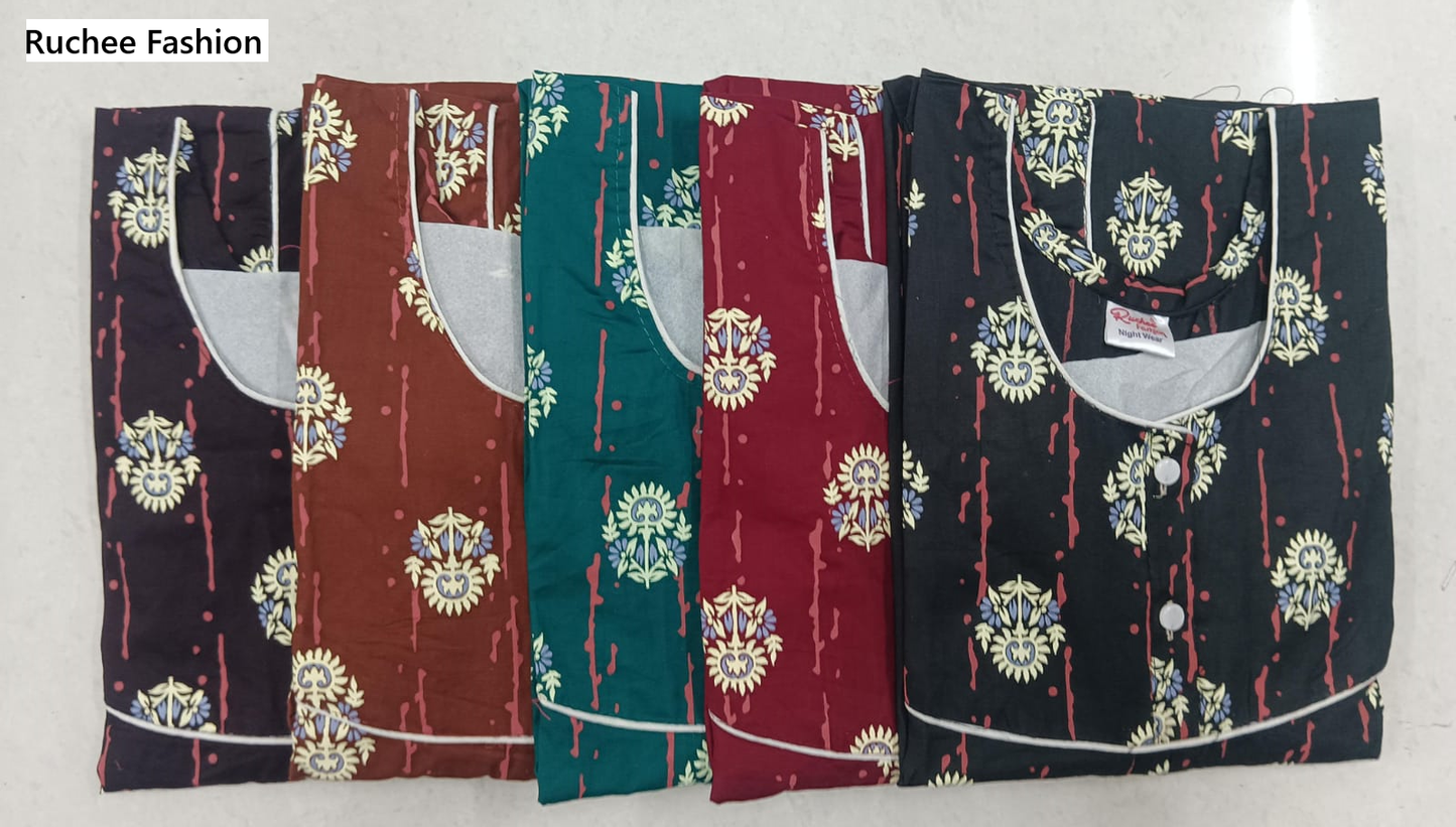 Cotton Megya 0905 Ruchee Fashion Megya Night Gowns Manufacturer Gujarat