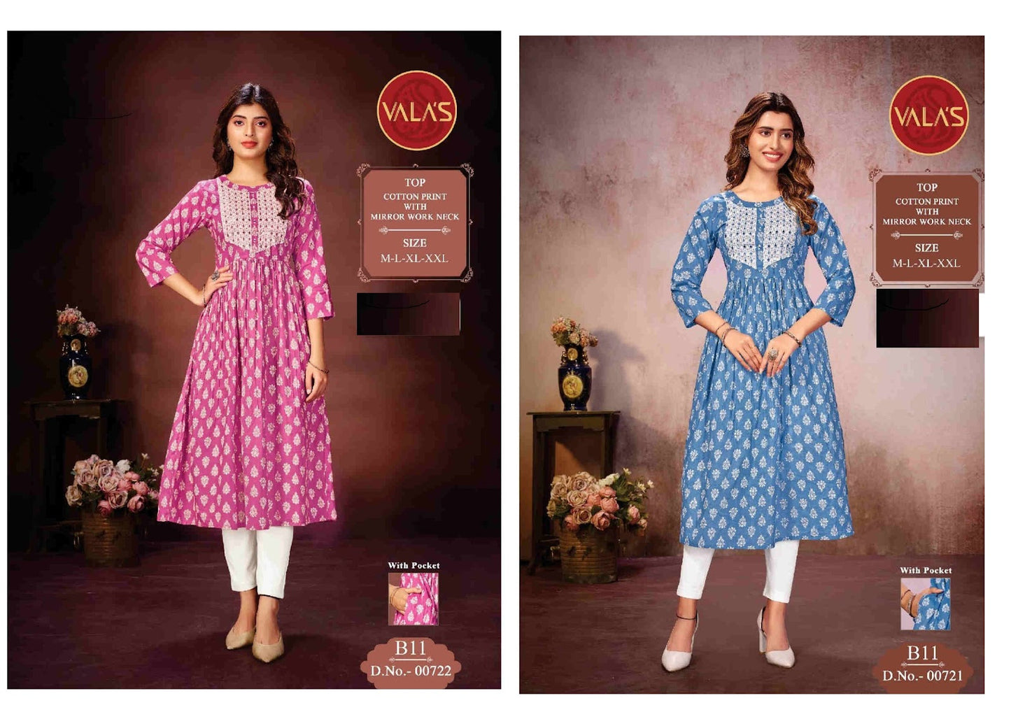 Cotton Mirror Valas Anarkali Kurtis Wholesale Price