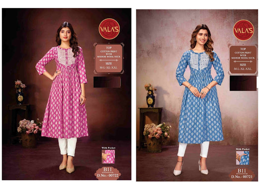 Cotton Mirror Valas Anarkali Kurtis Wholesale Price