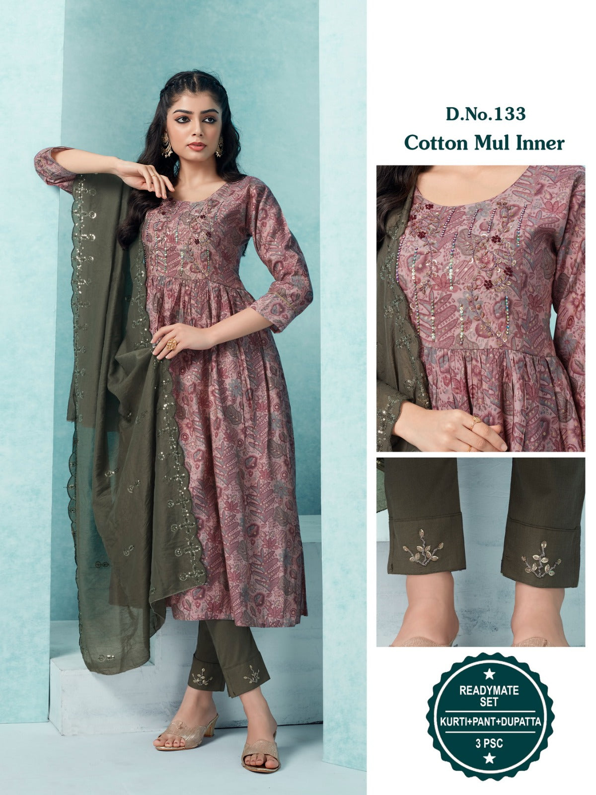 Cotton Mul-2203 Colour Pix Modal Chanderi Readymade Pant Style Suits
