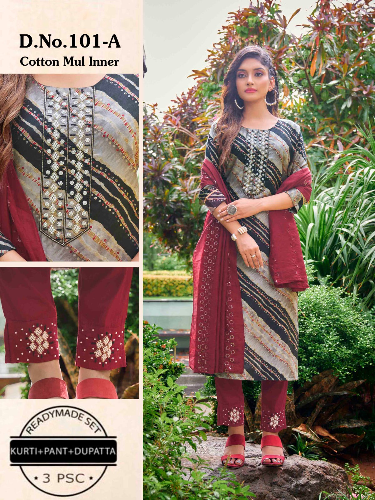 Cotton Mul-2203 Colour Pix Modal Chanderi Readymade Pant Style Suits