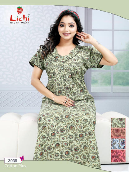 Cotton Plus 1004 Lichi Night Gowns Wholesale Price