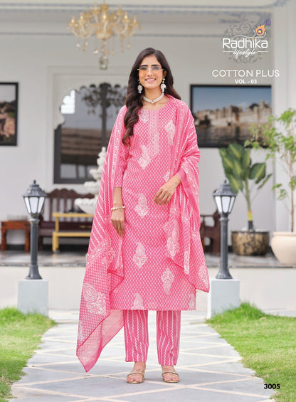 Cotton Plus Vol 3 Radhika Lifestyle Readymade Pant Style Suits Manufacturer India
