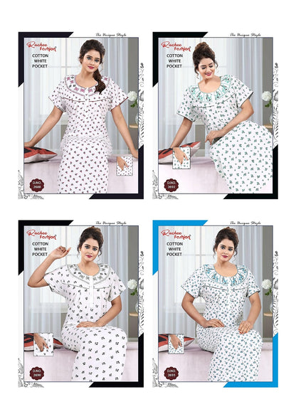 Cotton Pocket 070425 Ruchee Fashion Night Gowns Exporter