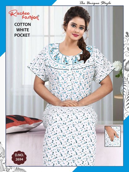 Cotton Pocket 070425 Ruchee Fashion Night Gowns Exporter
