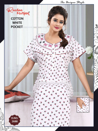 Cotton Pocket 070425 Ruchee Fashion Night Gowns Exporter