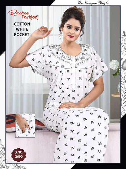 Cotton Pocket 070425 Ruchee Fashion Night Gowns Exporter