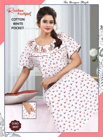 Cotton Pocket 070425 Ruchee Fashion Night Gowns Exporter
