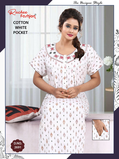 Cotton Pocket 070425 Ruchee Fashion Night Gowns Exporter