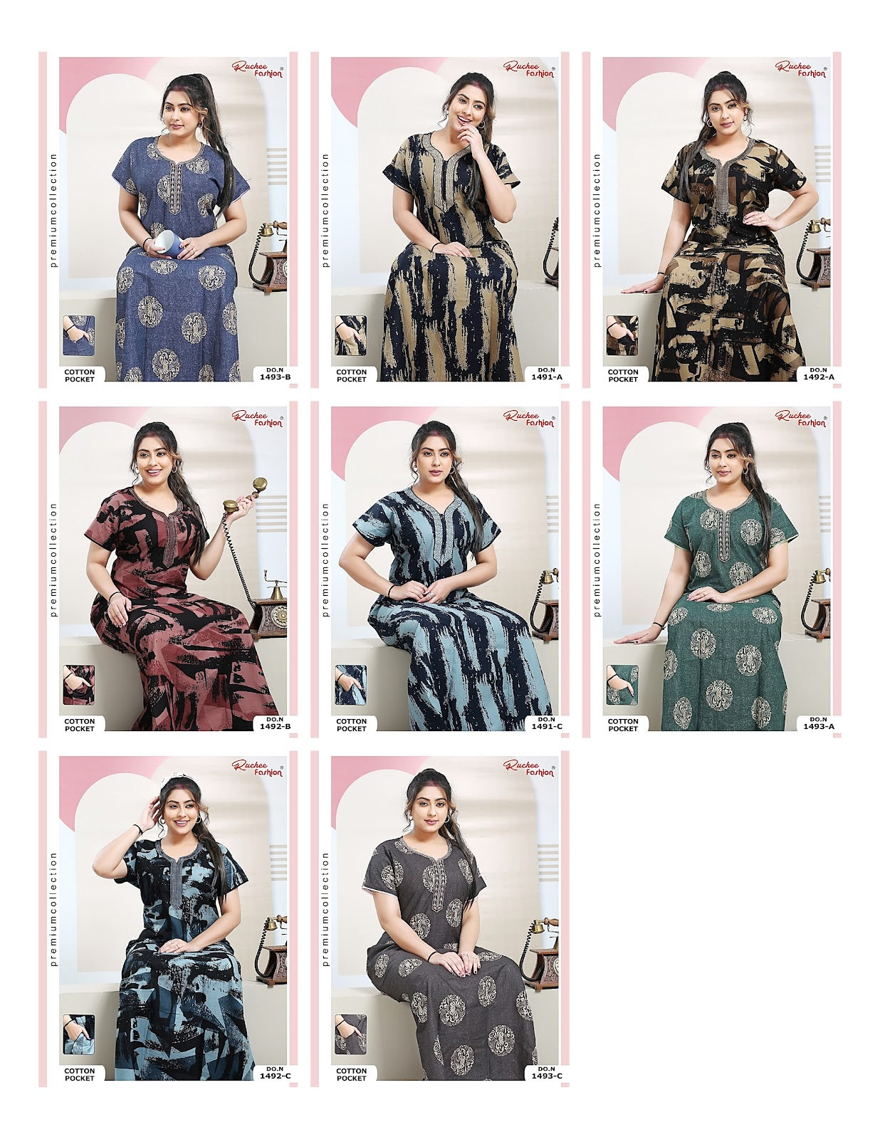 Cotton Pocket 100125 Ruchee Fashion Night Gowns Exporter India