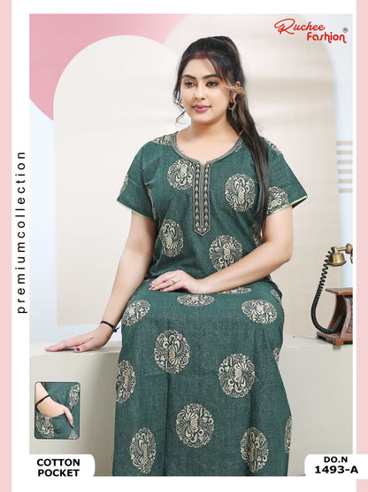 Cotton Pocket 100125 Ruchee Fashion Night Gowns Exporter India