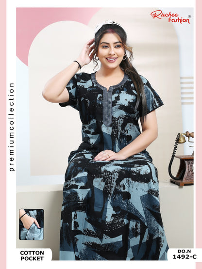 Cotton Pocket 100125 Ruchee Fashion Night Gowns Exporter India
