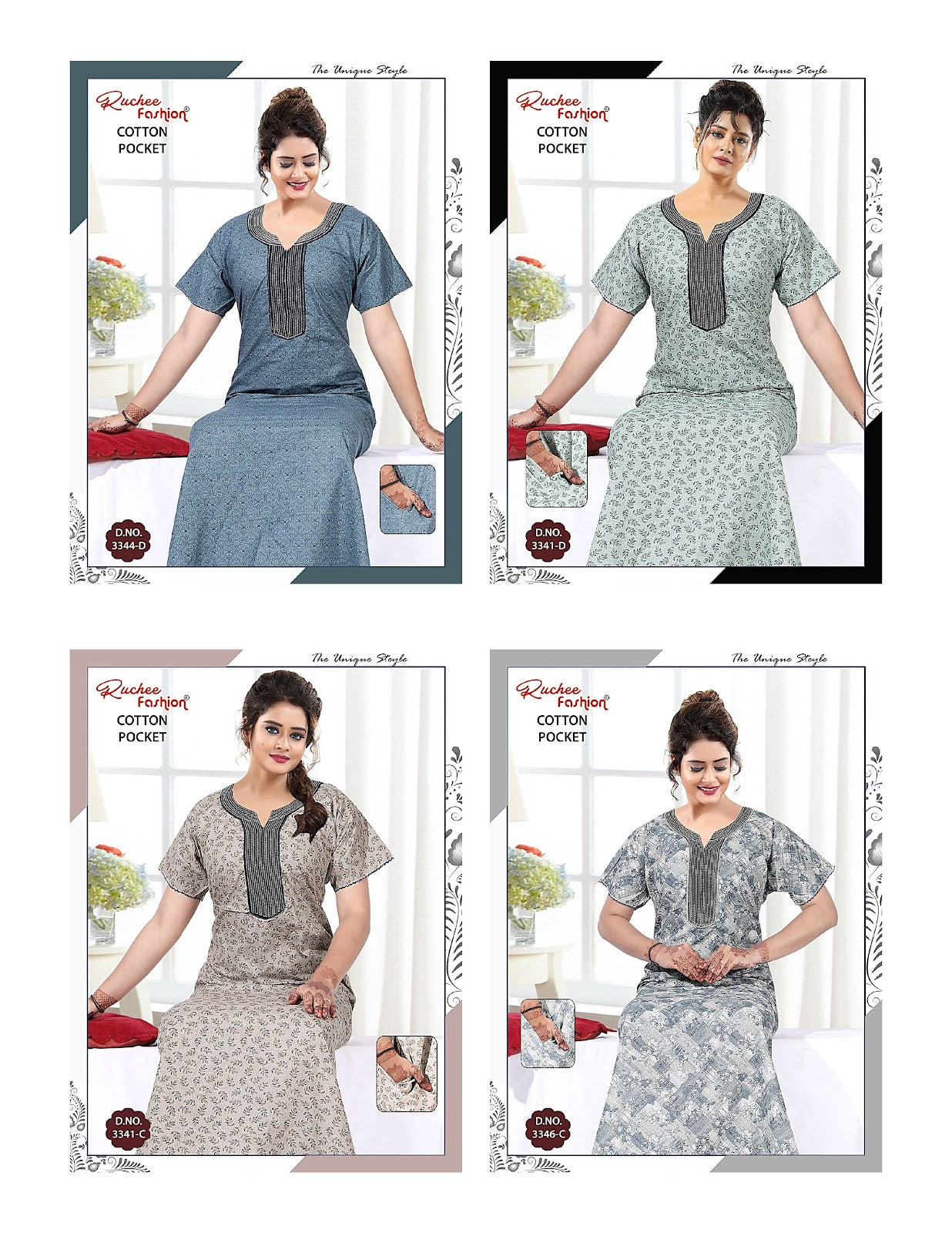 Cotton Pocket 1806 Ruchee Fashion Night Gowns Supplier Gujarat