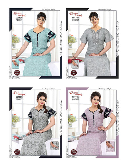 Cotton Pocket 1806 Ruchee Fashion Night Gowns Supplier Gujarat